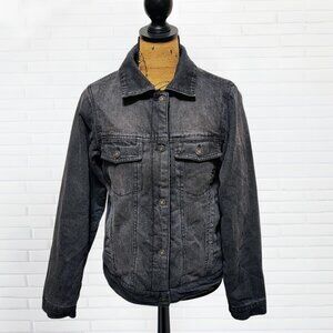 Forever 21 Black Sherpa Lined Denim Jacket | Women’s Medium